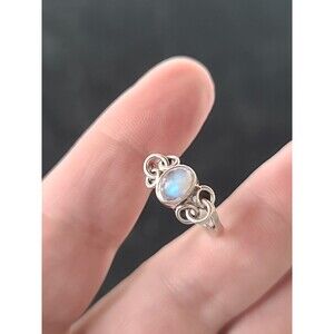 925 Sterling Silver Moonstone Ring, Size US 6 Vintage READ Description